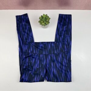 Gap Fit Blue Black Geometric Workout Athletic Leggings Pants Women Medium